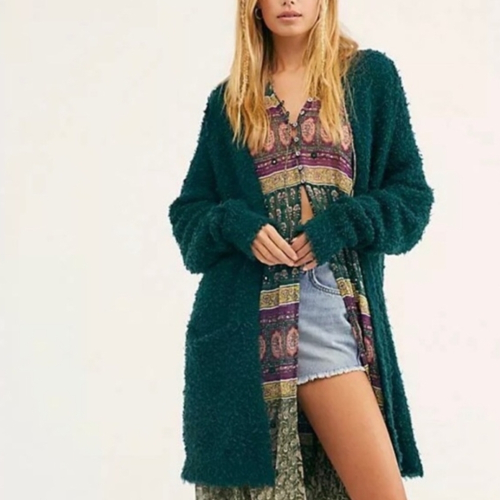 NWT Free People Green Wool Cardigan Size Small - Picture 2 of 8